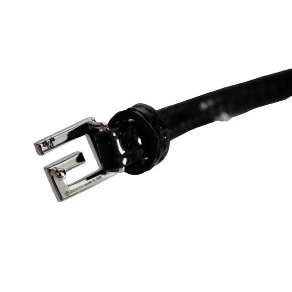 ποΈ GUCCI Black PATENT LEATHER Bracelet with CRYSTAL SQUARE G Buckle Size Mππ€ - Picture 5 of 13